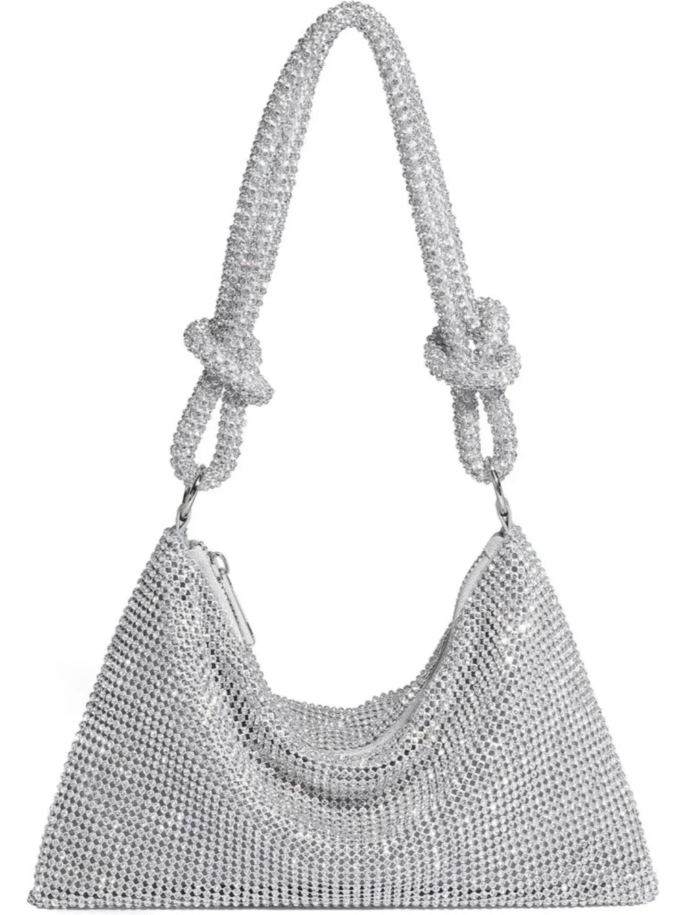 👜 Women's Silver Sparkly Rhinestone Purse Evening Bag Stylish Out Dressy Clutch